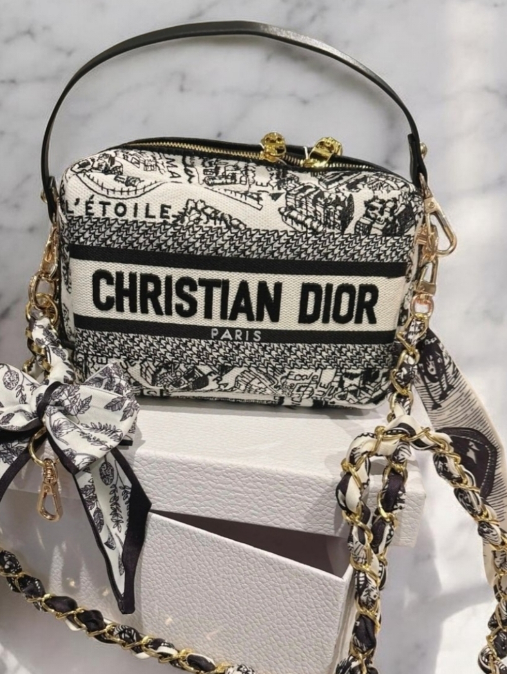 GWP Dior Beauty Black & White Logo Canvas Crossbody Bag With Dustbag And Box New